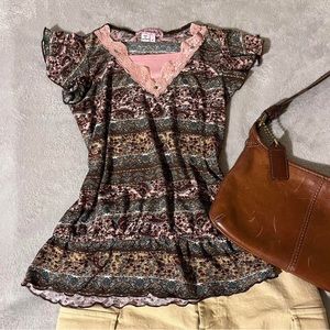 Y2K Vintage Top with Aztec like Pattern